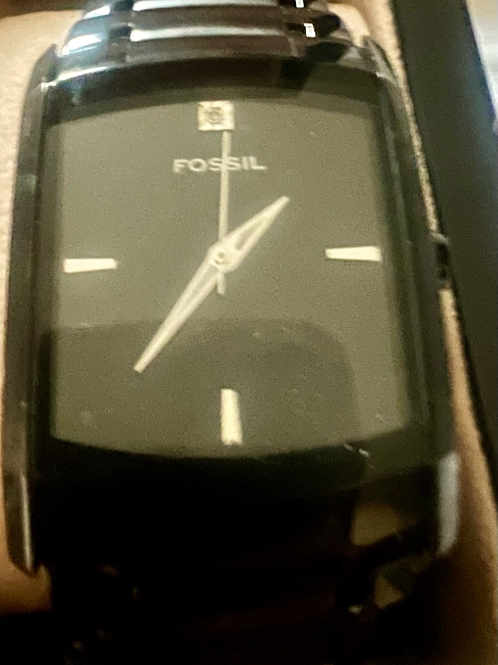 Fossil Black Stainless Steel Rectangular Watch